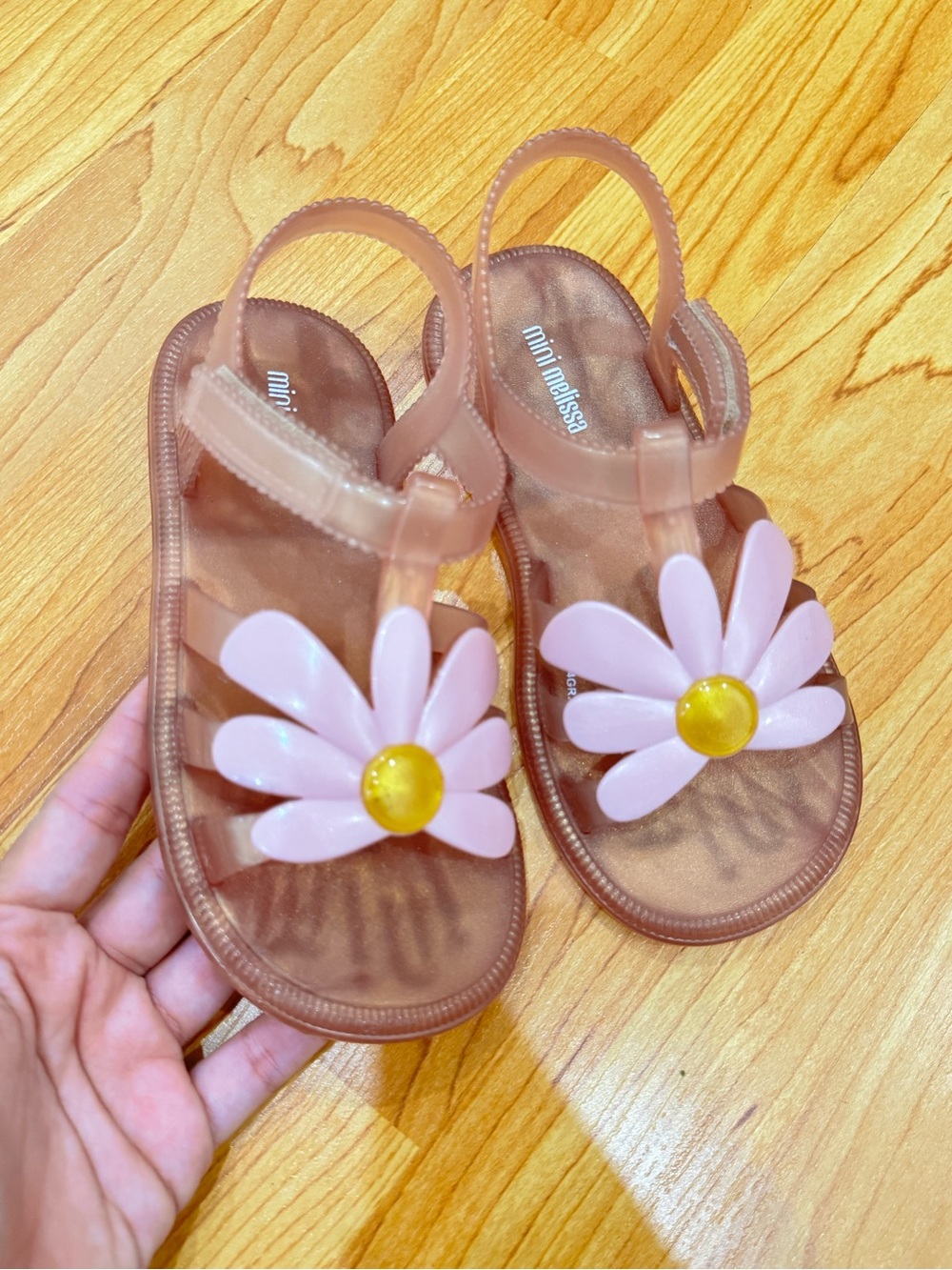Mini Melissa Blush Jelly Sandals with Pink Daisy Accent